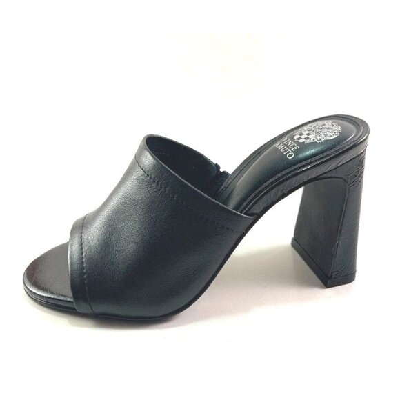 Vince Camuto Aleysa Leather Mid Heel Slip On Mule Black, 8 - Picture 1 of 1